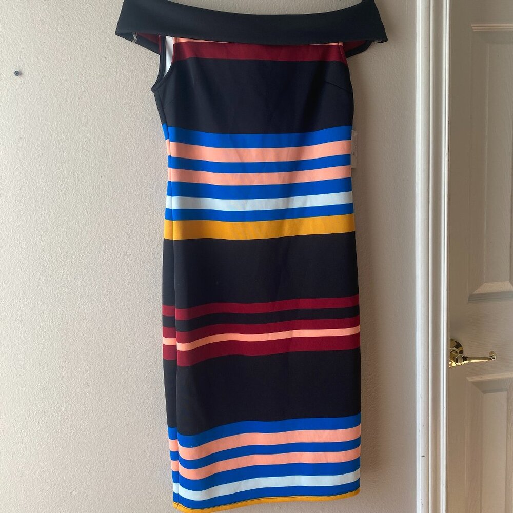 NWT belle sky Off-the-Shoulder, striped tube dress
